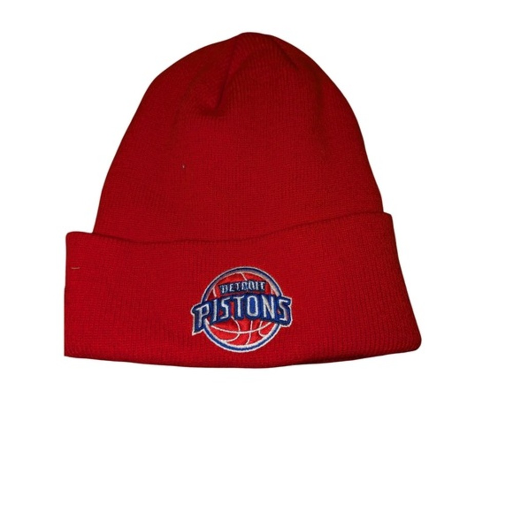 Adidas Beanie‎ Hat Orange Knit Cuffed Trefoil Detroit Pistons Mens Winter Cap